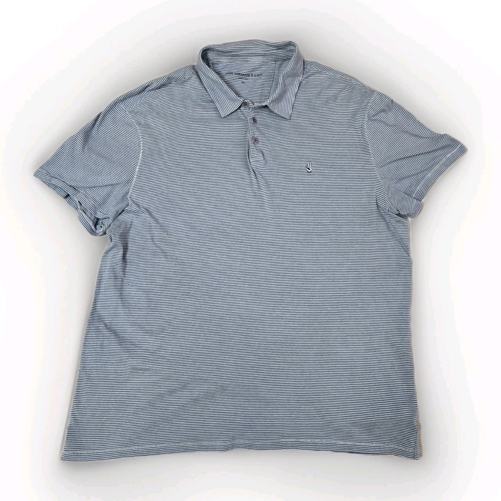 John Varvatos USA Light Blue‎ Striped Casual Polo Shirt Mens Sz XL Cotton Golf